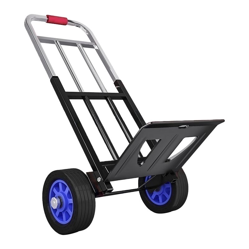 Adult Folding Rolling Cart with Storage Tray, Casters & Handle, Black Metal Frame