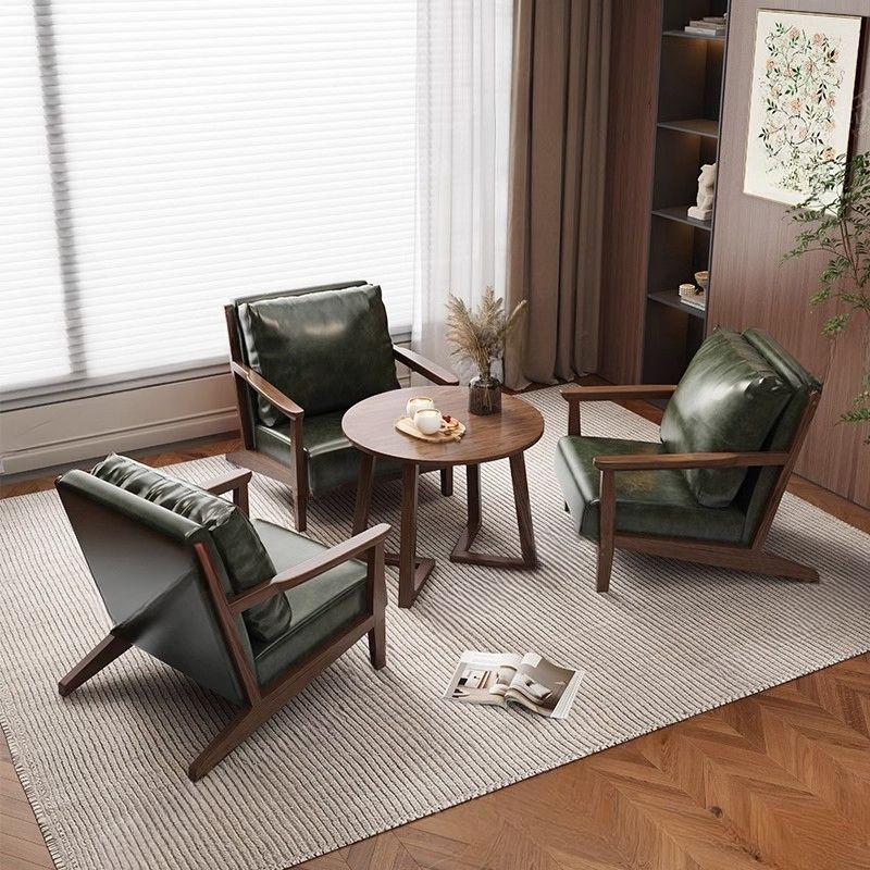 Modern Simple Style Single Sided Booth in Light Gray/Jade Green/Cocoa with Armrest and Foam Upholstery