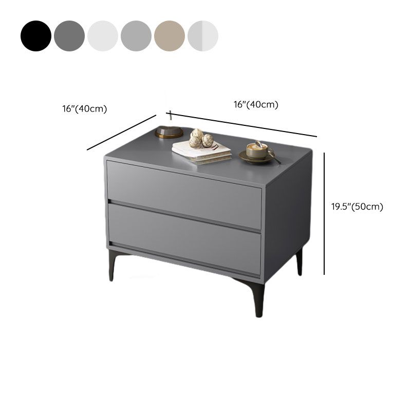 Modish Nightstand With Drawer Organization with 2 Drawers, Lumber/Stone Countertop, and Leg