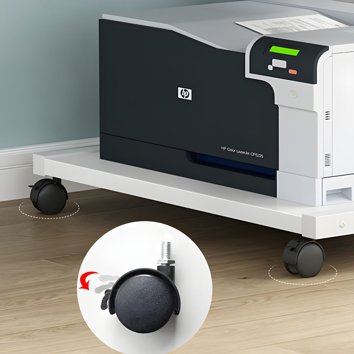 Ultra-Functional Compact Printer Stand with Locking Casters, Wood Material, Limited Warranty