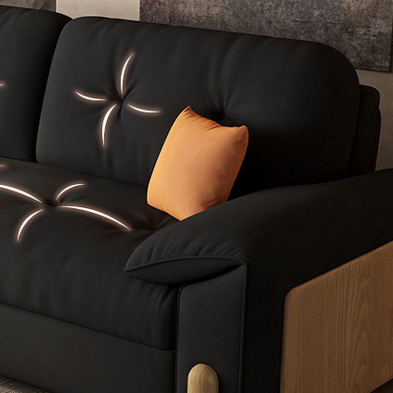 Futon Day Bed with Tufted Back in Midnight Black and Receptacle Storage