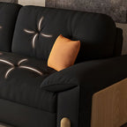 Futon Day Bed with Tufted Back in Midnight Black and Receptacle Storage