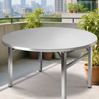 Art Deco Stainless Steel Rounded Fold-up Banquet Table, Rust-free Stainless Alloy Pop Up Table