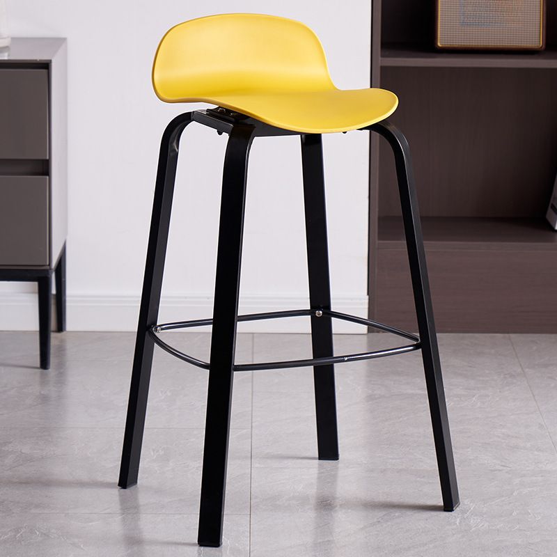 Casual Polymer Bar Stools in Hot Pink/Light Yellow/Jade Green with Back Pail Seat and Leg Rest