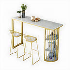 Glam 2-Person Bar Set with Upholstered Gold Chairs, Backrest, and Footrest