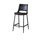 Casual Rawhide Bar Stools in Midnight Black/Lemon Color/Caramel with Back, Saddle Seat, and Leg Rest