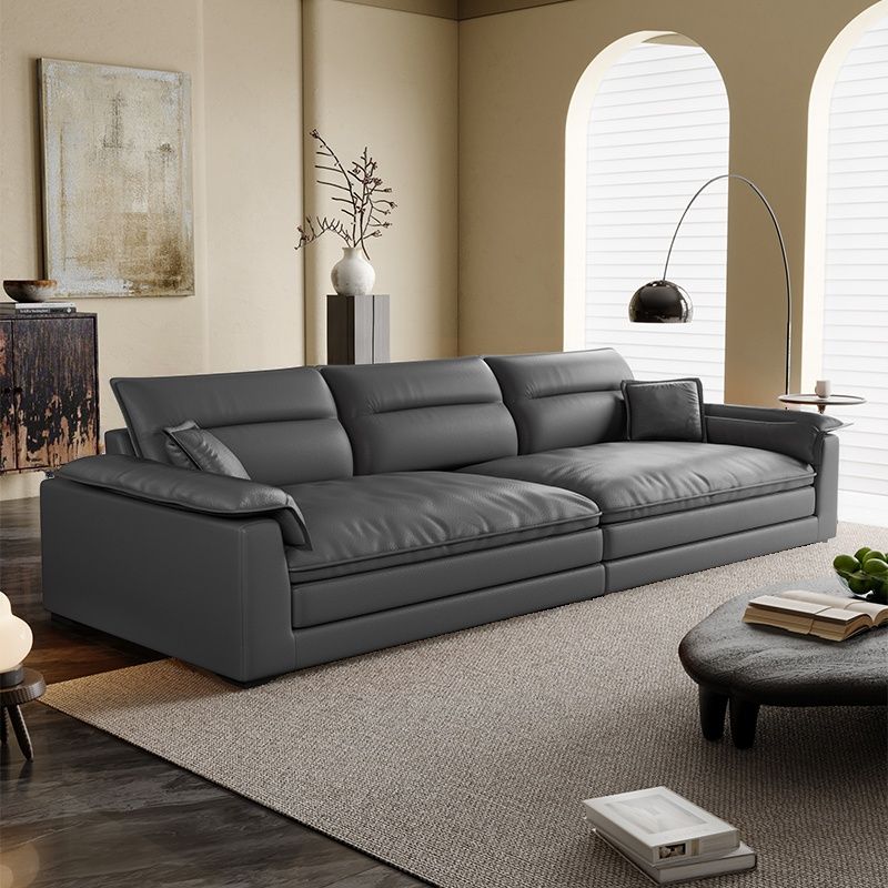 Modish Solid Color Water Resistant Standard Sofa in Light Gray/White/Light Brown with Seats 3/2-seater and 2 Pillows