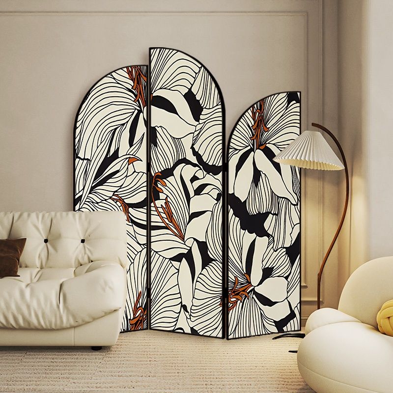 Screen Divider Minimalist Opaque Fold-up with Laminate Frame, 3 Panels, Double Sided Print, and Independent Design