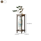 2 Tiers Square Plant Stand Side Table with Natural Wood Top, 1 Piece Set, 2 Shelves, and Legs