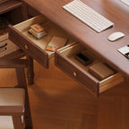 Modern Rectangular Natural Wood Writing Table in Gray/Chalk/Unfinished Color with Drawers