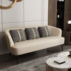 Modern Water Resistant Standard Sofa in Solid Color with 3 Pillows and Recessed Arm
