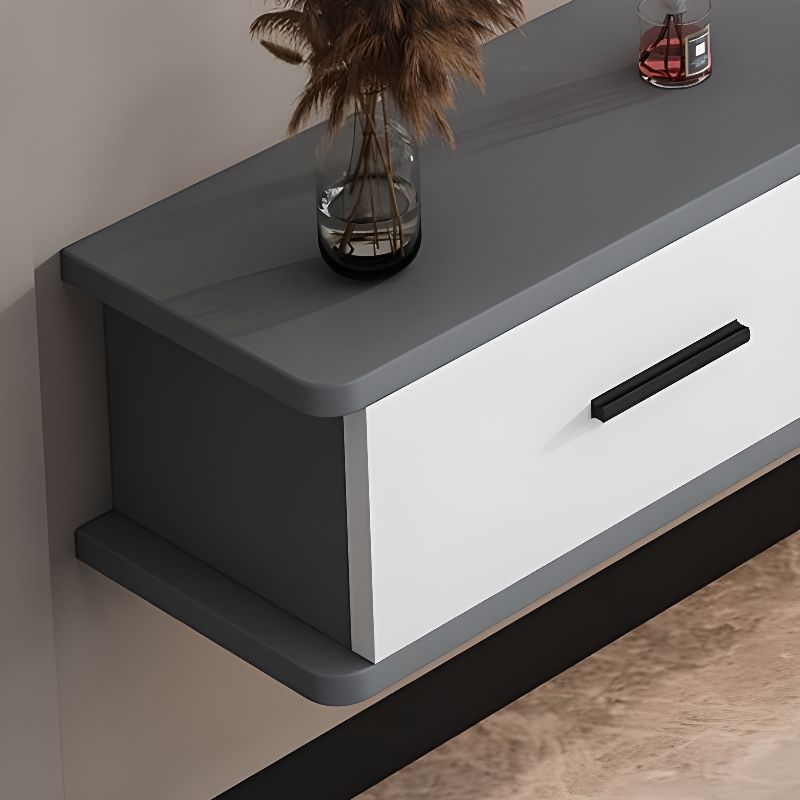 Modern Wooden TV Stand with Shelf, 2 Cabinets, Cable Management, and Visible Storage