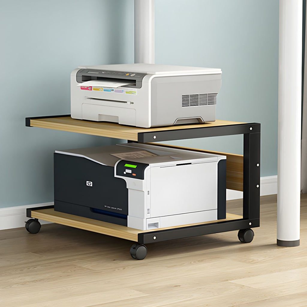 Ultra-Functional Compact Printer Stand with Locking Casters, Wood Material, Limited Warranty