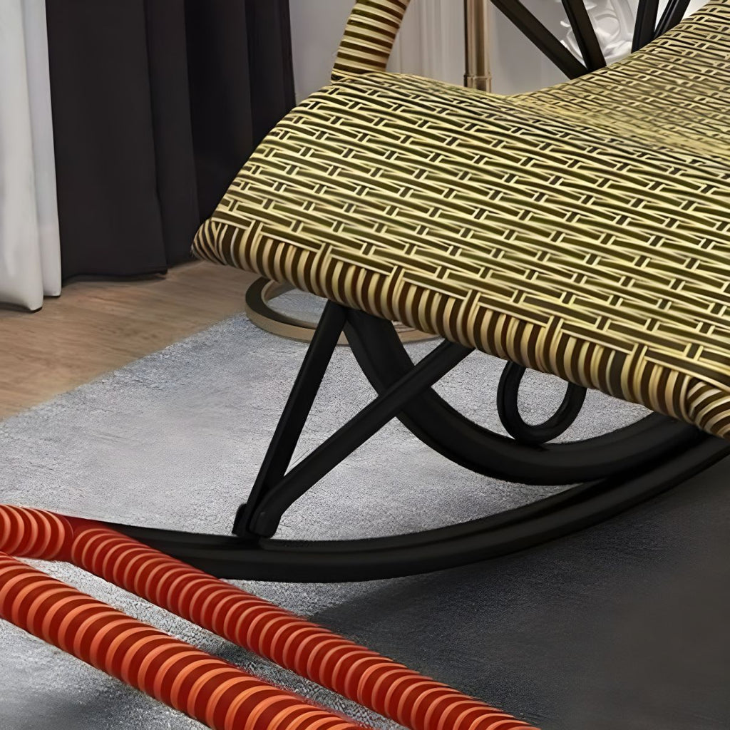 Modern Rattan Rocker Chair Reclining Rocking Chair for Home Decor