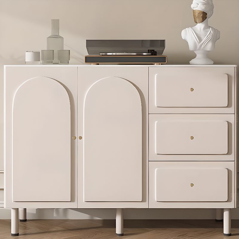 Chalk Casual Raw Wood Combo Dresser with 3 Drawers and Hutch, 3 Interior Shelves, Horizontal