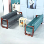 Simplistic Sofa with Water-resistant Pleather and Armrest, Dark Wood Finish and Legs