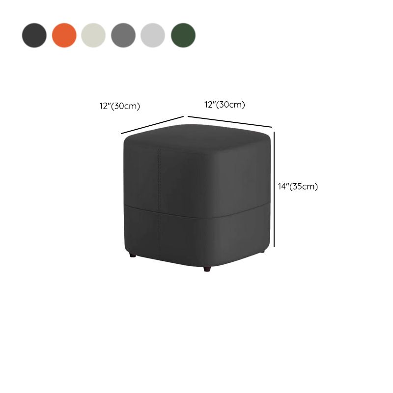 Contemporary Square Solid Color Standard Ottoman with PU Leather Upholstery