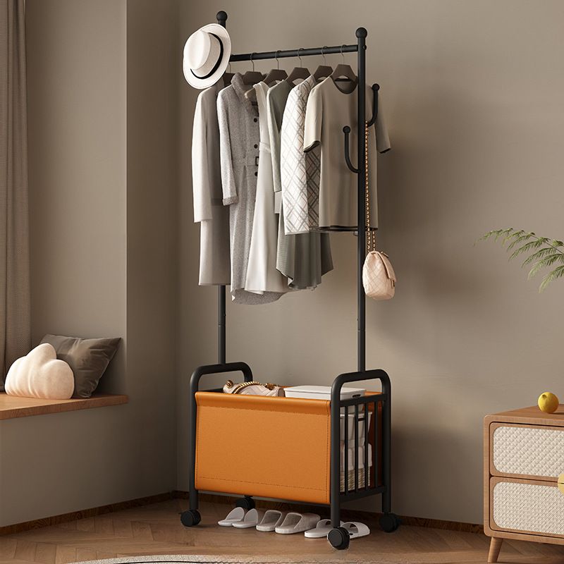 Modern Simple Style/Glam Hall Rack with Receptacle Storage, Steel Frame, 1 Basket, and Alloy Hook