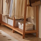 Modern Simple Style Hall Rack with Receptacle, 1 Shelf, Beech Wood Frame, and Wood Hook