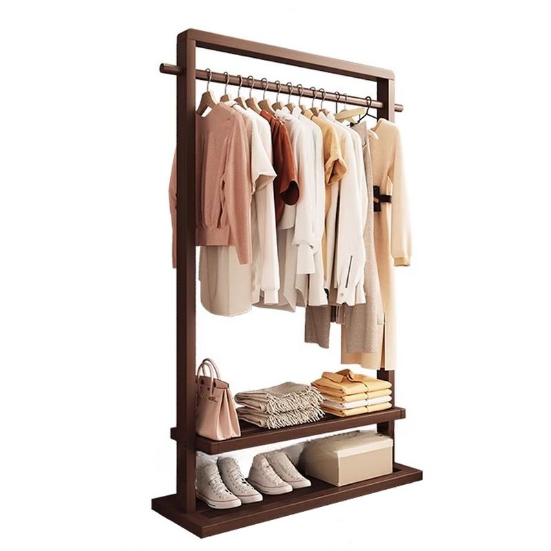 Black/White/Natural Hall Rack with Receptacle, 2 Shelves and 2 Hooks/5 Hooks in a Modern Simple Style