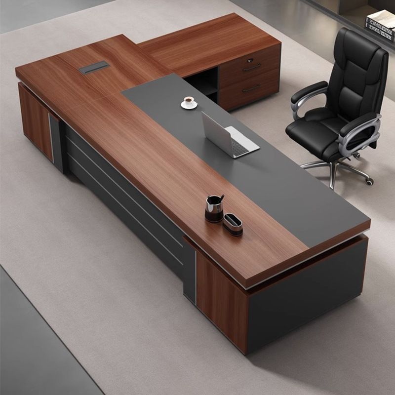 Office Desk, Scratch-proof with 4 Drawers/2 Drawers, Dual Footing/Stump Base, Exterior Shelf, Cable Management, Front Splash, and Cooling Hole