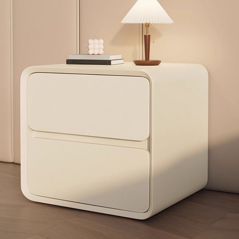 Modish Curved Nightstand with Pleather Countertop