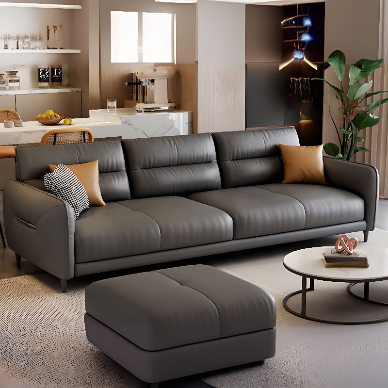 Contemporary Modern Solid Color Water Resistant Standard Sofa/Loveseat/Single Sofa in Ink for 3/4-seater/2 People with 3 Pillows/2 Pillows/1 Pillow