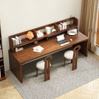 Sepia Writing Desk with Sleigh Base and Hutch, Featuring Storage and Odor Resistant Durability, Unattached with Exterior Shelf