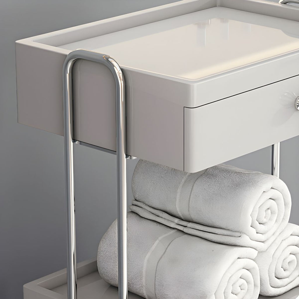 Three-story Utility Carts Rust-proof and Fade Resistant with Drawer and Casters