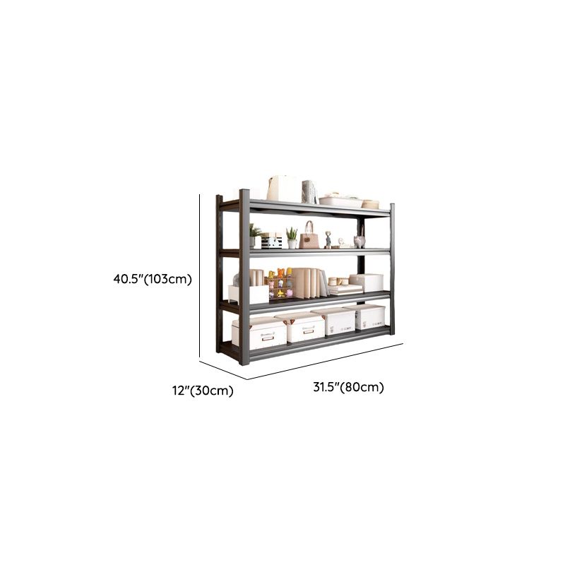 Ink Steampunk Warehouse Storage Rack with 4 Floating Shelves, Alloy Frame, and Standing Installation