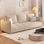 Standard Sofa with Flannel Upholstery in Dove Grey/Cream/Amber Color, Armrest Included, Comes with 3 Pillows