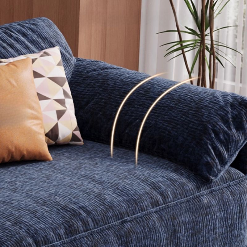 Modish Solid Color Scratch-durable Standard Sofa/Loveseat in Dark Blue, 4-seater/Seats 2 with 3 Pillows