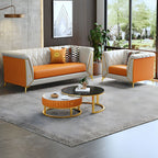 Glam Faux Leather Standard Sofa with Tuxedo Arms in Solid Color