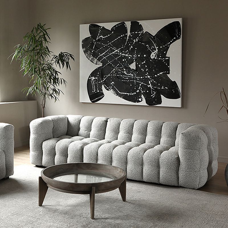 Contemporary Modern Solid Color Tear Resistant Standard Sofa in Ink/Light Gray/White for 3/4-seater