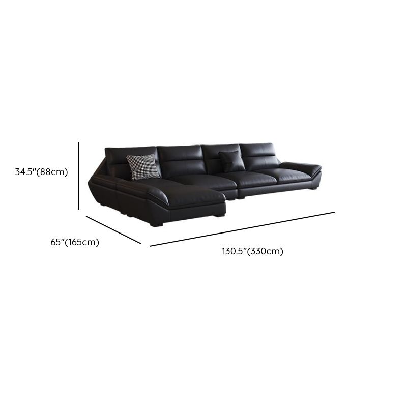 Contemporary Modern Solid Color Scratch-durable/Water Resistant Standard/Single Sofa in Midnight Black, Seats 3/5/4 with 2/1 Pillows