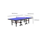 Indoor Ping Pong Table with Synthetic Laminate Top in Ink/Cerulean/Olive Green and Included Table Tennis Paddle