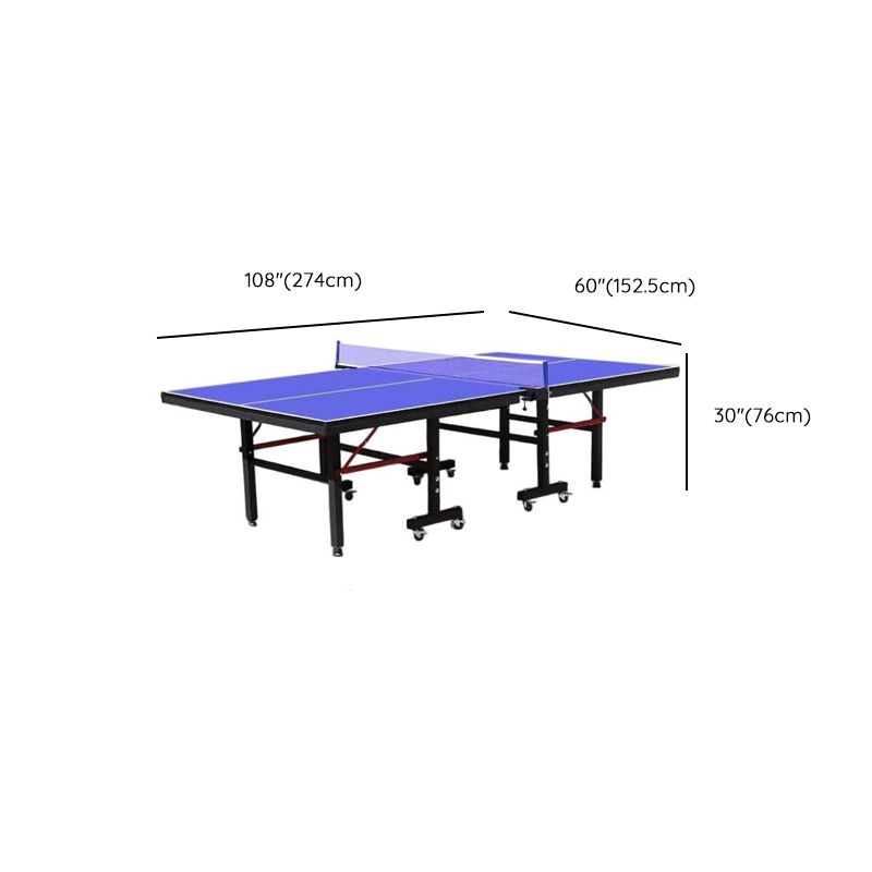 Indoor Ping Pong Table with Synthetic Laminate Top in Ink/Cerulean/Olive Green and Included Table Tennis Paddle