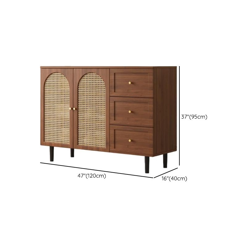 Espresso Sideboard with 3 Drawers, Standard Size, 3 Interior Shelves, Pantry Hutch, Lumber Countertop, and Glass Doors