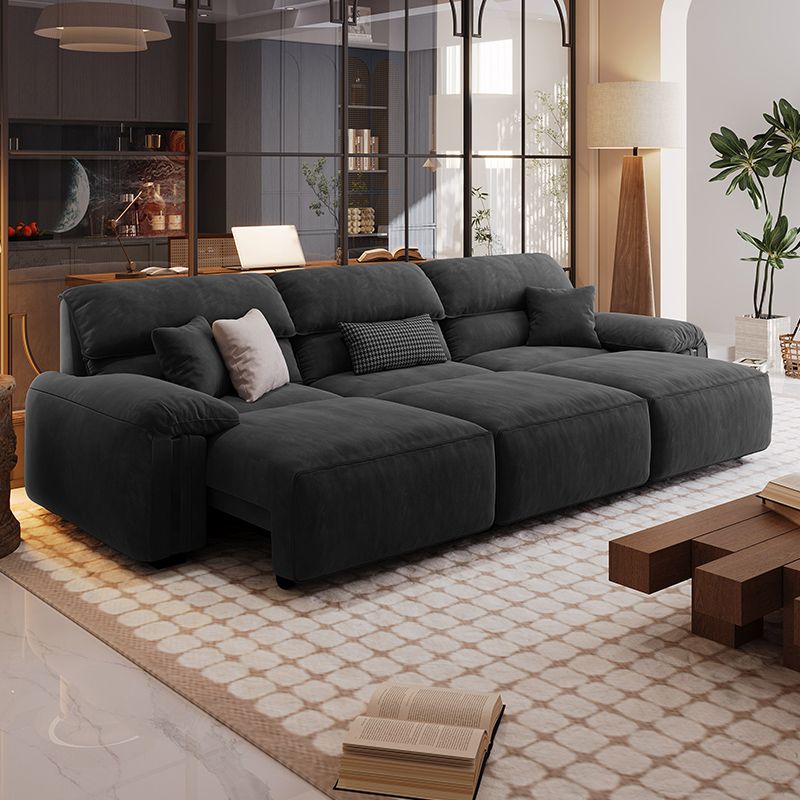 Water Resistant Midnight Black/Ivory/Ecru Solid Color Standard Sofa with 4 Pillows for Seats 2 in a Modern Simple Style