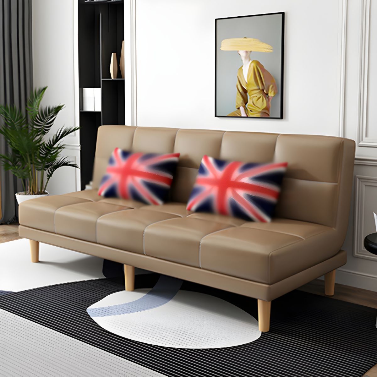 Modern Armless Settee 27.55" W Convertible Sleeper Sofa for Living Room