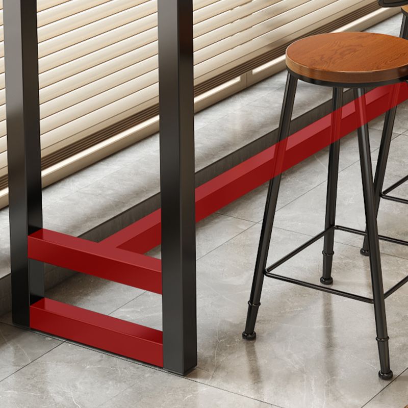 Simplistic Pub Table with Pine Wood Top and Trestle Base in Tan/Natural Finish, Rectangle Shape with Foot Pedestal