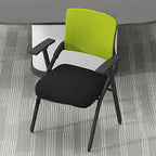 Trendy Metal Frame Space-saving Training Chair/Side Chair with Exposed Back and Armrest for Tile Flooring