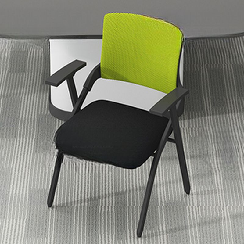 Trendy Metal Frame Space-saving Training Chair/Side Chair with Exposed Back and Armrest for Tile Flooring