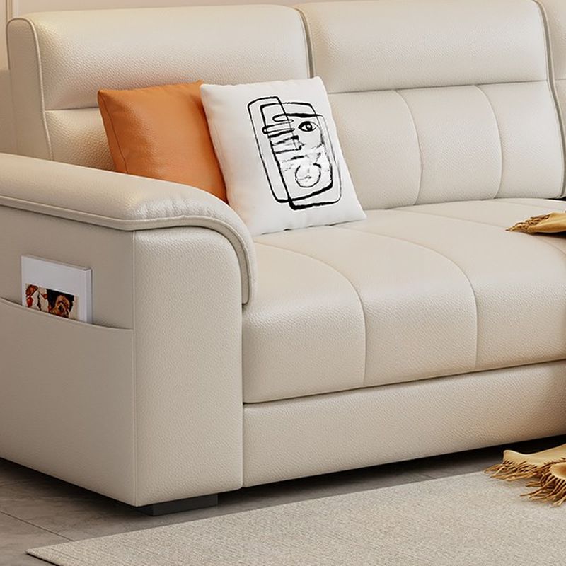 Modish Solid Color Stain Resistant Standard Sofa/Loveseat in Light Gray/White/Light Yellow for 6-Seater/5 Person/4-seater with 2 Pillows