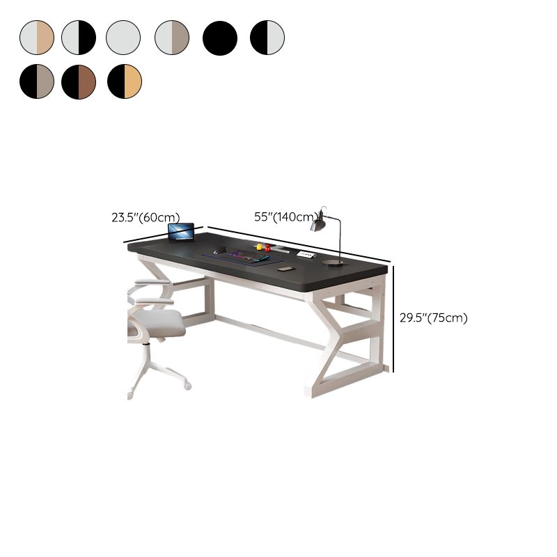 Black/Chalk Rectangular Metal Desk with Warp Resistant Shelves and Toboggan Base, Cable Management and Rounded Corners