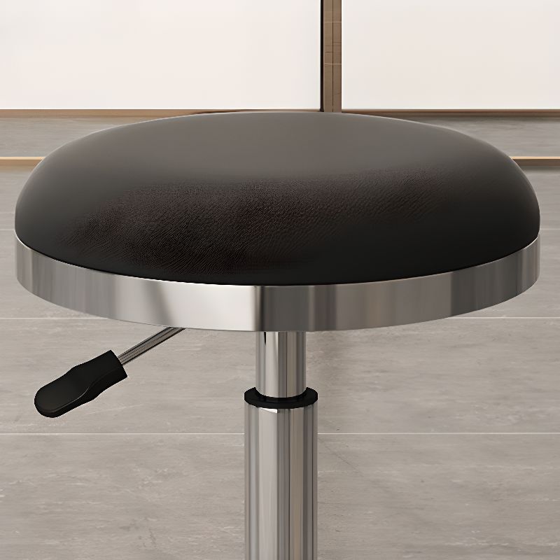 Steel Work Stool with Upholstered Seat & Rollers
