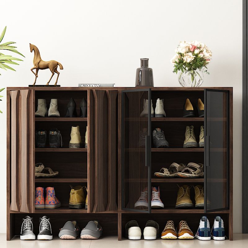 Cocoa Modern Engineered Wood 4 Tiers Shoe Stack with Shelf, Gate, and Closed Back