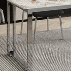 Easy Assembly Writing Desk with Heat Resistant Sleigh Base, Light Gray/Chalk Slate Top, Unattached with Foot Pad