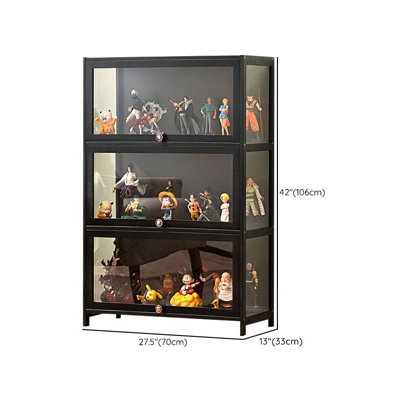 Charcoal Simplistic Bambusa Flooring Curio Cabinet with Sealed Cabinet, 2 Shelves/3 Shelves/4 Shelves, 2 Doors/3 Doors/4 Doors