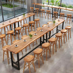 Modern Cafe Wood Bar Height Cocktail Table Footrest Trestle Counter Wine Table